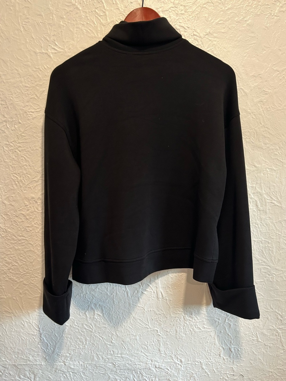 SPANX Black AirEssentials Cuffed Sleeve Cropped Turtleneck Sweatshirt - Picture 4 of 4